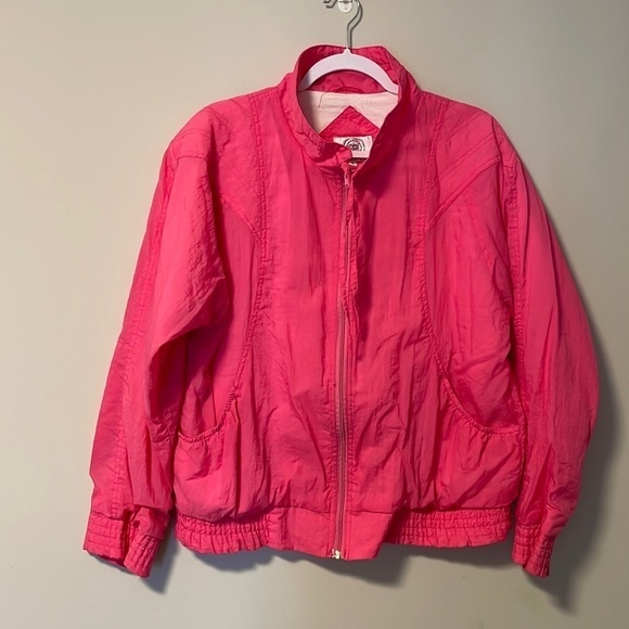 VINTAGE CPI hot pink funnel neck windbreaker size large - Picture 1 of 5